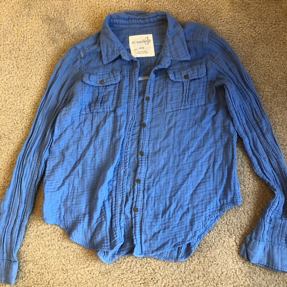Blue free people button down